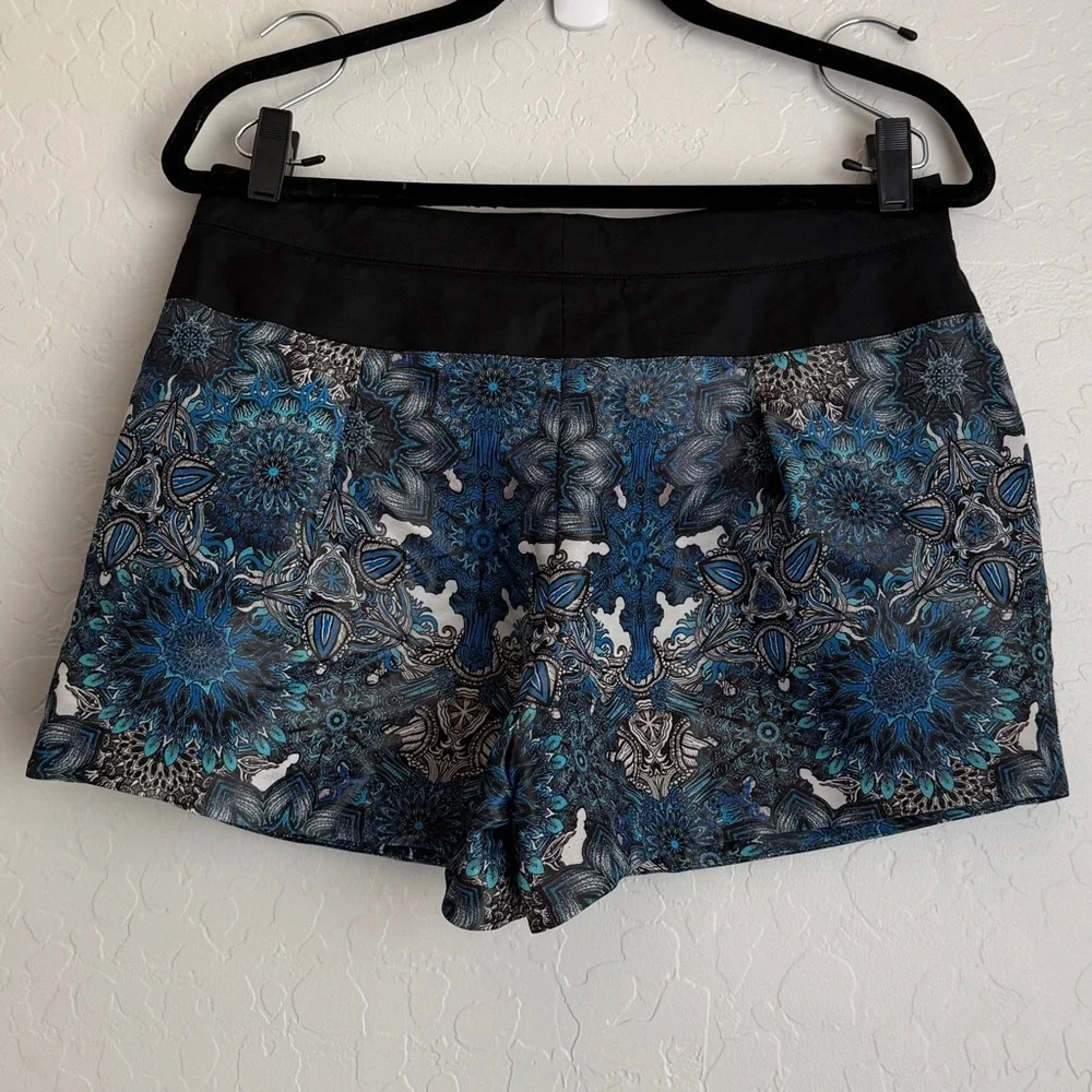 Helmut Lang‎ Women's Mandala Wet Print Shorts Blue Black Sz 2